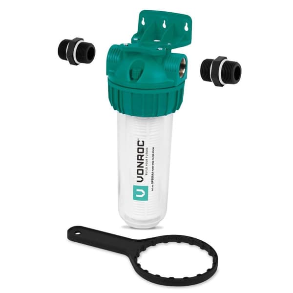 VONROC Forfilter til pumper og hydroforpumper - 25cm - Max. 4300l/h - Universelt sekundært filter