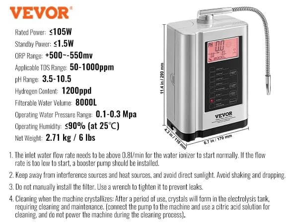 Alkaline Vand Ioniser, Bredt pH-område, Højt Indhold af Hydrogen, Lang Filterlevetid,Type AType A
