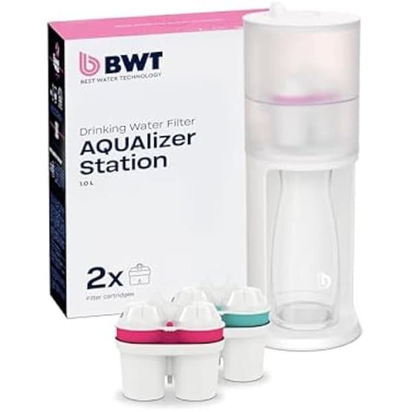 Vattenfilter - BWT - AQUAlizer Station - Paket med 2 patroner - Glaskaraff - 2,4 liter