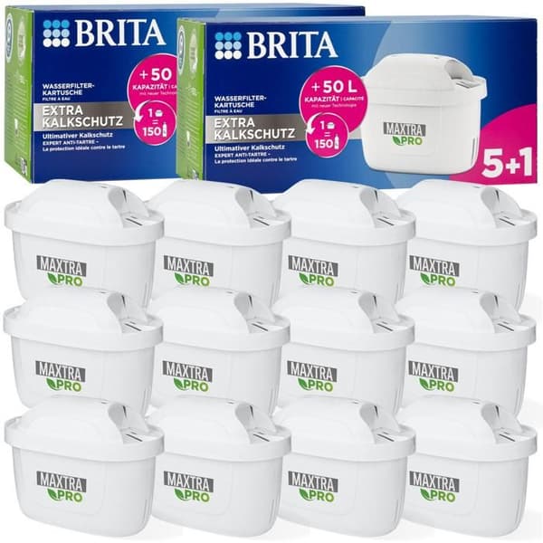Vattenfilter - BRITA - MAXTRA PRO HÅRT VATTEN EXPERT - 12 patroner - Minskar kalk - Förbättrar smaken