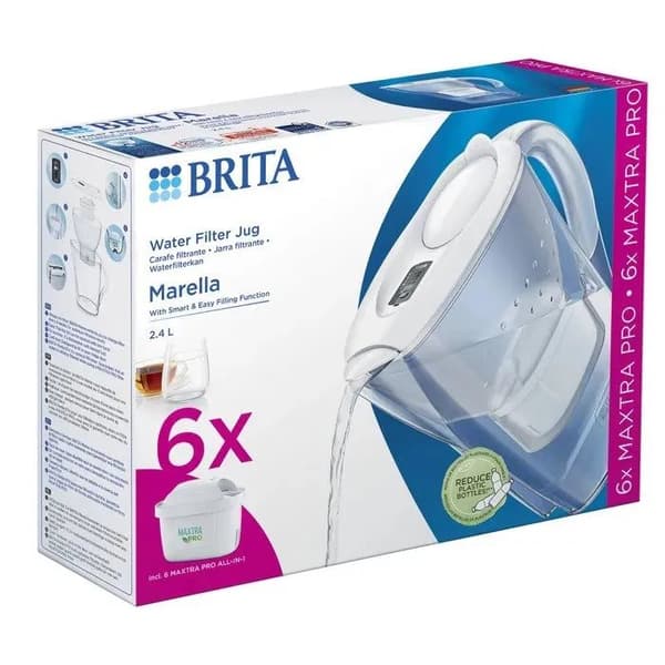 Brita Marella Vandfilterkande - 2,4 L - Hvid + 6x Maxtra PRO