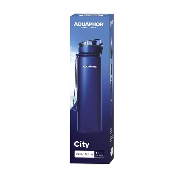 Aquaphor City -suodatinpullo 1L, Tummansininen