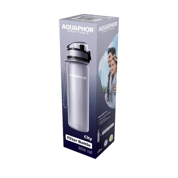 Aquaphor City -suodatinpullo 0,5L, Harmaa