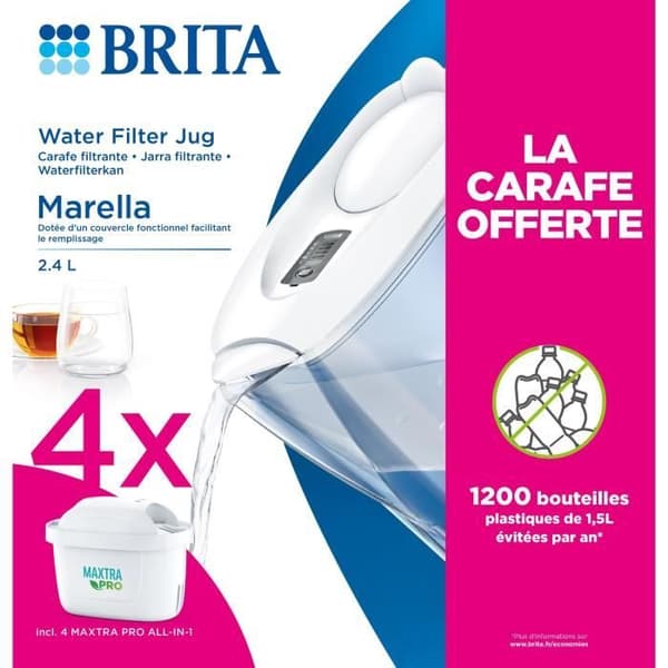 Pack 4 Maxtra Pro-filter - Caraf Marella Vit erbjudande