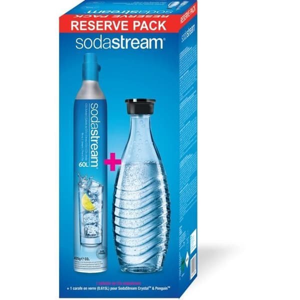 SODASTREAM Extra cylinder CO² 60L + 1 glaskaraff - Karaff endast kompatibel med Crystal-maskinen