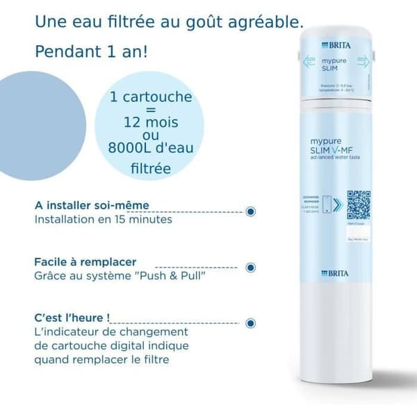BRITA vattenfiltreringssystem - MyPure Slim - Upp till 1 år med filtrerat vatten