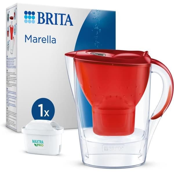 Brita Karafffilter Marella Röd (2,4L) Ingår 1 filterpatron MaxTra Pro Allt-i-1