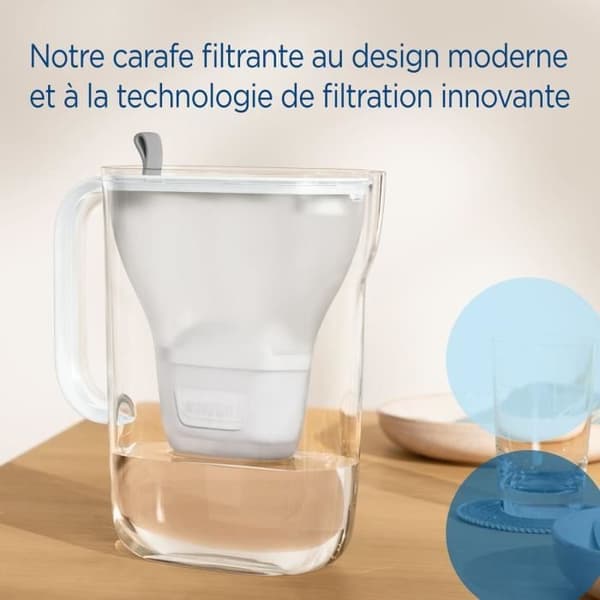 Brita Carafe -suodatin harmaalla tyylillä (2,4 l) sisältää yhden MaxTra Pro All-In-1 -patruunan