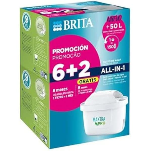 Filterpatron - BRITA - Maxtra Pro Allt-i-ett - Paket om 8 - Extra Fin Mesh - Aktivt kol