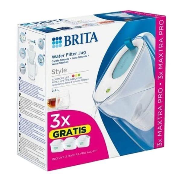 Blå stil filterkanna - BRITA - Inkluderar 3 MAXTRA PRO AIO filterpatroner - Nya MAXTRA