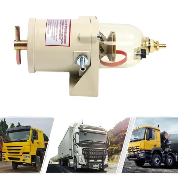 Dieselbrændstoffilter med vandseparator, 60 GPH gennemstrømningshastighed, konstruktion i aluminiumlegering, beskytter motoren.