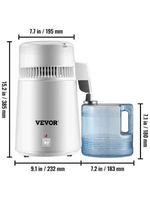 Vanddestillator, 4L kapacitet, 750W effekt, 304 rustfrit stål konstruktion,4L 750 W