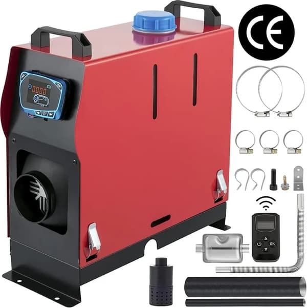 Diesel luftvarmer, 2 / 5 / 8KW varmekapacitet, Fjernbetjening betjening, 5KW LCD Rød 1 hul