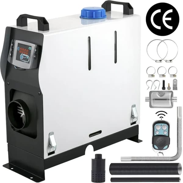Diesel luftvarmer, 2 / 5 / 8KW varmekapacitet, Fjernbetjening betjening, 5KW LCD Rød 1 hul
