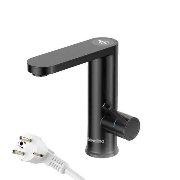 Elektrisk Vandvarmer, Tankløs Design, Øjeblikkelig Varmt Vand, Mat Sort, EU
