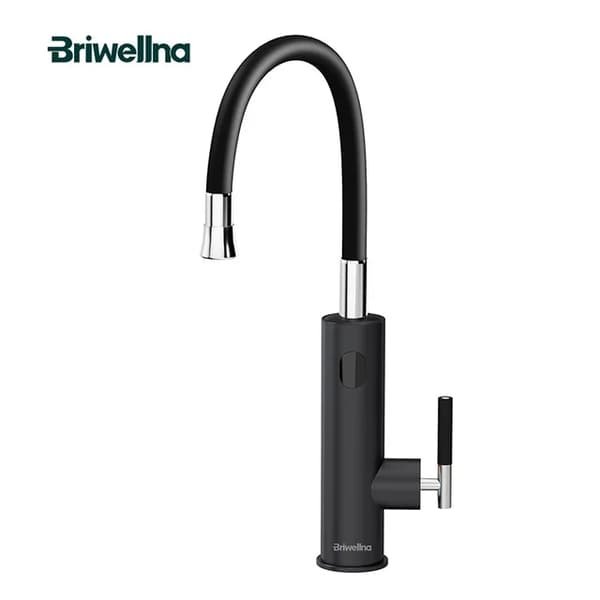 Sähköinen vedenlämmitin hana, 2-in-1 ruostumattomasta teräksestä valmistettu muotoilu, 220V käyttö, Universal-Silver, EU
