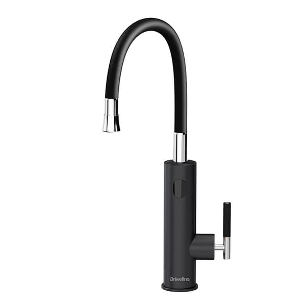 Sähköinen vedenlämmitin hana, 2-in-1 ruostumattomasta teräksestä valmistettu muotoilu, 220V käyttö, Universal-Silver, EU