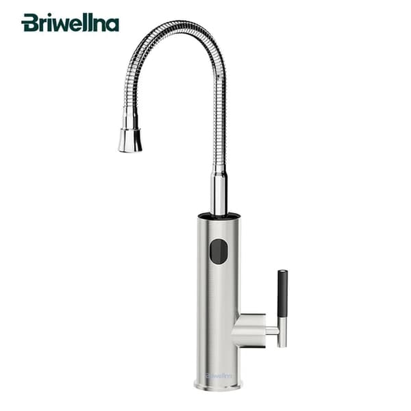 Sähköinen vedenlämmitin hana, 2-in-1 ruostumattomasta teräksestä valmistettu muotoilu, 220V käyttö, Universal-Silver, EU