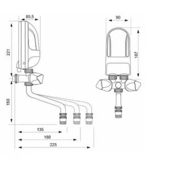 Snabbvattenberedare DAFI 5,5 kW 230V med krom kran