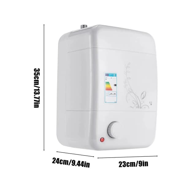 Øjeblikkelig elektrisk vandvarmer, justerbar temperaturinterval 30-75℃, 1500W effekt,23x24x5cm, Hvid