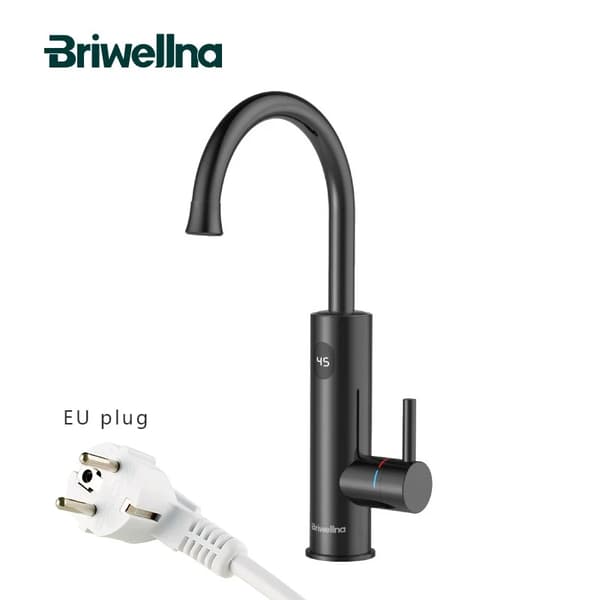 Briwellna Sähkökäyttöinen Välitön Vesilämmitin, Mattamusta Viimeistely, Helppo Asentaa,EU, Matta musta