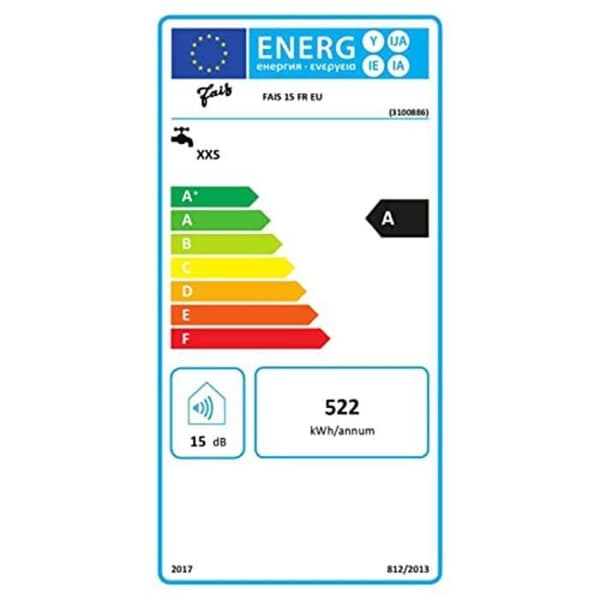 Fais 3100886, Elektrisk varmvattenberedare på diskho - 15 liter Effekt 1500 W