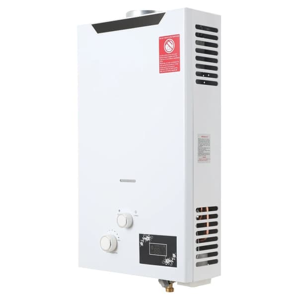 LPG Propan Tankless Vandvarmer, Øjeblikkelig Varmtvandforsyning, Digital Temperaturvisning,HVID, 6L