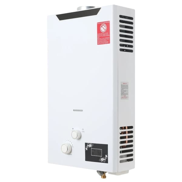 LPG Propan Tankless Vandvarmer, Øjeblikkelig Varmtvandforsyning, Digital Temperaturvisning,HVID, 6L