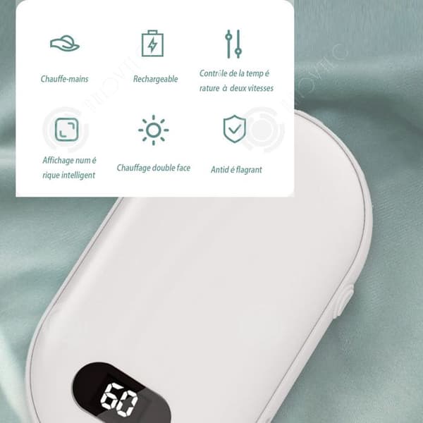 INN Handvärmare 6000mah Uppladdningsbar 2 i 1 Smart Digital Display Dubbelsidig uppvärmning 8 timmars batteritid