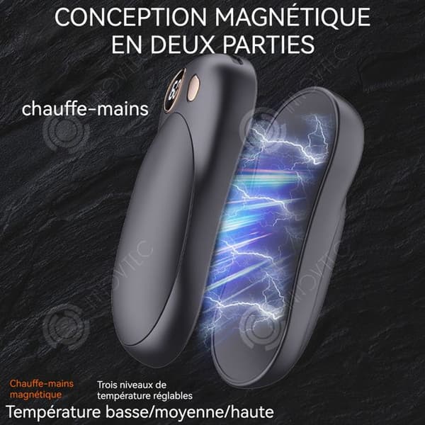 INN Uppladdningsbar handvärmare 2x5000 mah 40-60 grader 3 justerbara nivåer delad magnetisk design Bärbar USB uppladdningsbar
