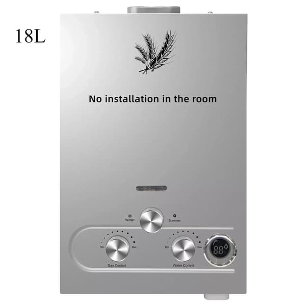 Tankless gasvandvarmer, effektiv opvarmning, holdbar konstruktion i rustfrit stål,36KW  18L