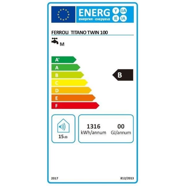 Elvärmare FERROLI TITANO TWIN 100L - Platt - Multiposition - Vit