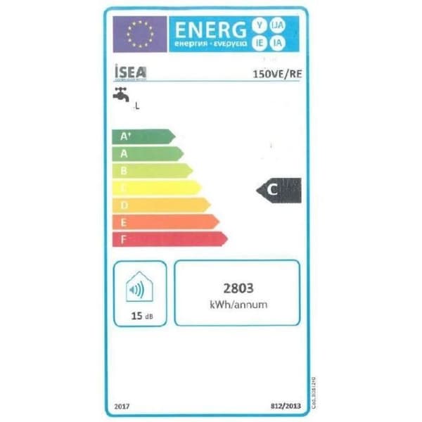 Varmvattenberedare Elektrisk Horisontell Swing ISEA - 150L - IS EYEWEAR - Magnesiumanod - 15kW - Vit