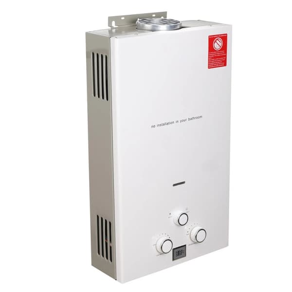 LPG Propan Gas Tankless Vandvarmer, Kapacitet, LED Digital Skærm,HVID, 16L