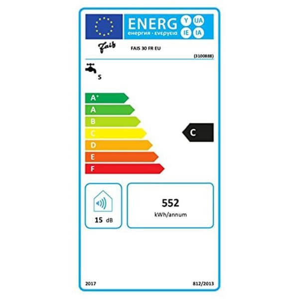 Fais 3100887, Undervask elektrisk varmvattenberedare - 30 liter Effekt 1500 W