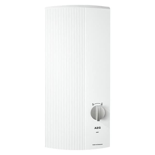 Enkel elektrisk varmvattenberedare - BANYO - Vit - 18-21-24 KW - 226 mm x 93 mm