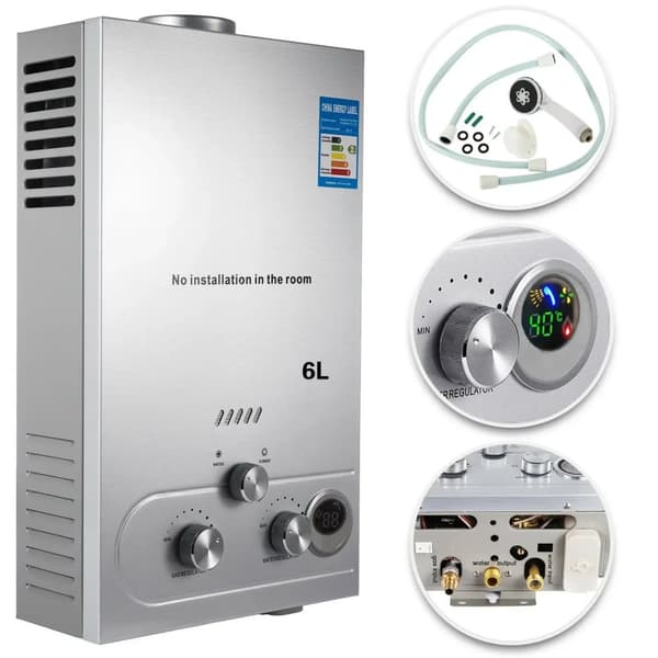 Vevor Propan Vattenvärmare, 6L/min Varmvattenutgång, 12KW Effektivitet,6L 12KW