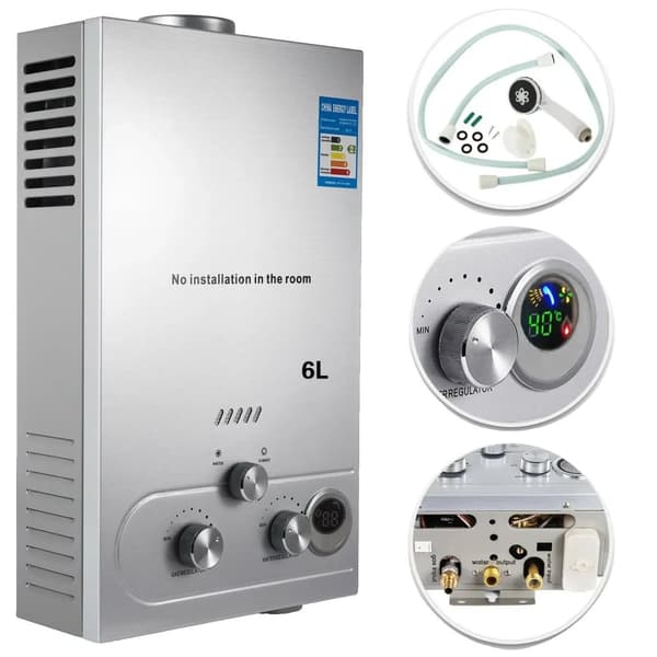 Vevor Propan Vattenvärmare, 6L/min Varmvattenutgång, 12KW Effektivitet,6L 12KW