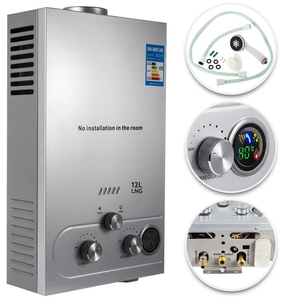 Vevor Propan Vattenvärmare, 6L/min Varmvattenutgång, 12KW Effektivitet,12L 24KW
