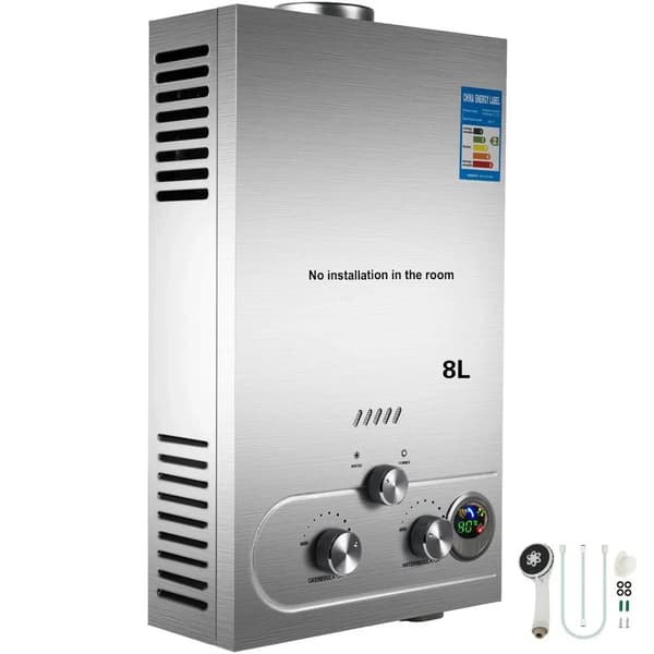 VEVOR Bärbar LPG Vattenvärmare, 8L/10L/16L/18L Utgång, 16KW/20KW Värmeeffekt,8L 16KW