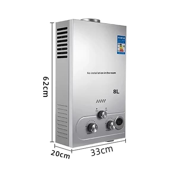 Tankless LPG Vandvarmer, Varmevand Output, Justerbar Temperaturinterval,8L