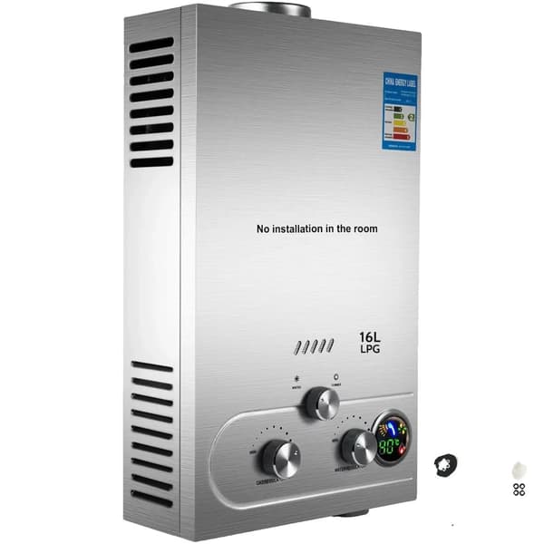 VEVOR Bärbar LPG Vattenvärmare, 8L/10L/16L/18L Utgång, 16KW/20KW Värmeeffekt,16L 32KW