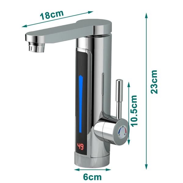 Omedelbar Varmvattenkran, 3300W Effekt, 360° Rotationsdesign,Silver