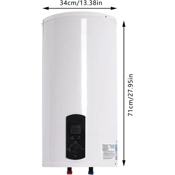 Elektrisk Varmvattenberedare, Väggmonterad Design, Temperaturvisning, Dubbel Vattenanslutning,VIT