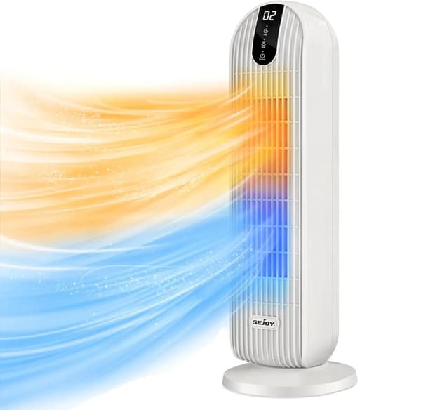 Elektrisk värmare, 3 temperaturinställningar, snabb uppvärmning, 45° svängning,DNQ-C20H5-WHI-EU, EU