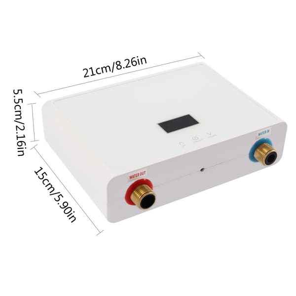 5500W Tanklös Mini Vattenberedare, Justerbar Effekt, Touch & Fjärrkontroll,VitKropp