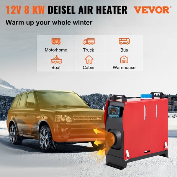 Diesel Luftvärmare, 8KW Effektuttag, Fjärrkontroll, Justerbart Temperaturområde