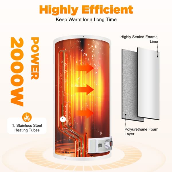 Elektrisk Varmvattenberedare, 80L Kapacitet, 2000W Effekt