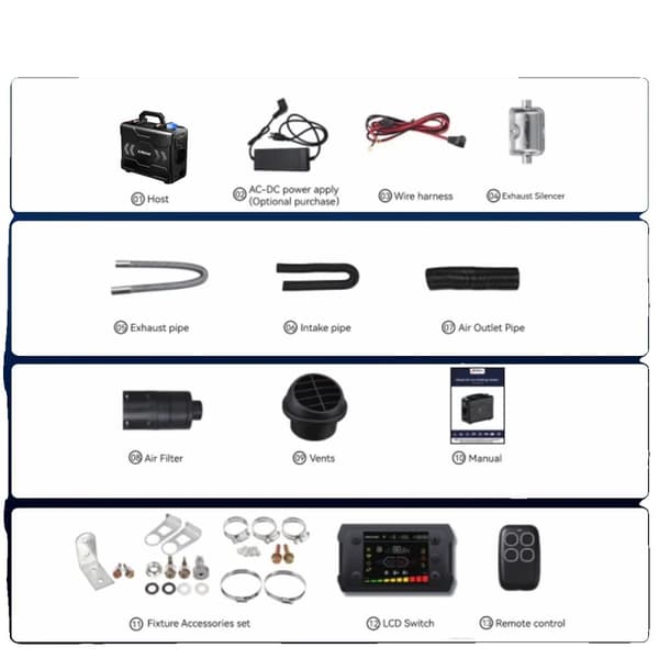 Diesel-lämmitin, 12V, 8KW teho,EU-pistoke