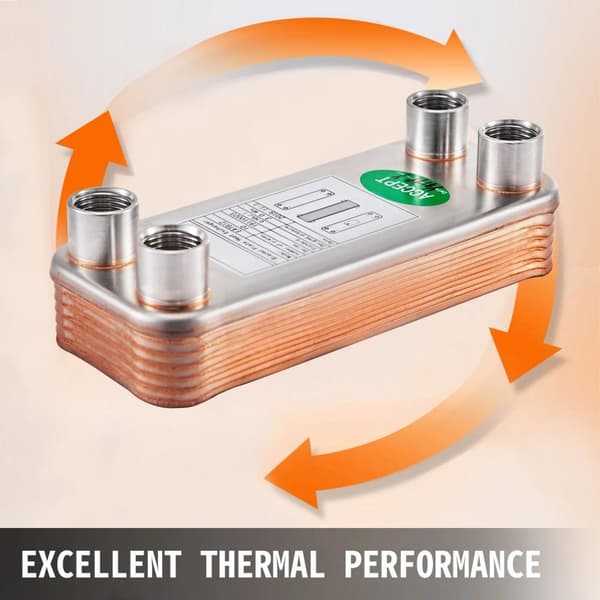 30 plattor lödd plattvärmeväxlare med dedikerad 3/4" MNPT-port, hög termisk effektivitet, låg energiförbrukning, bred applikation
